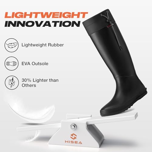 HISEA Womens Rubber Rain Boots Waterproof Packable Tall Garden Boots Lightweight Mud Boots3