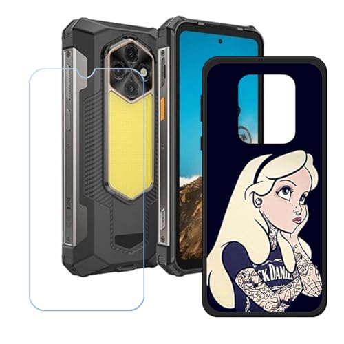 LCEHTOGYE �K�p Ulefone RugKing 5 Pro +�����K���X�X�N���[���v���e�N�^�[�p�P�[�X�A�K�p Ulefone RugKing 5 Pro (6,78")�ƌ݊����̂���u���b�N�\�t�gTPU�V���R���Q���P�[�X�ی�J�o�[ WZ1