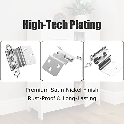Fviexe 30Pcs Cabinet Hinges, 3/8 Inch Inset Cabinet Hinges Brushed Nickel Kitchen Cabinet Hinges With Screws, Self Closing Cabinet Door Hinges For Kitchen Cabinets/Cupboard/ Furniture Doors #TOP3