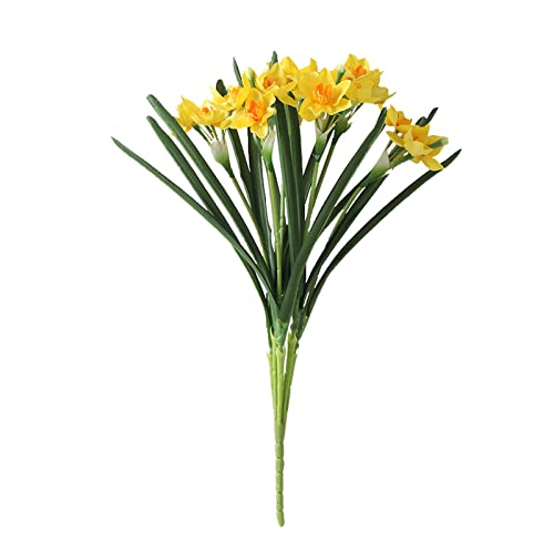 HJHIWE 2Pcs Artificial Daffodils Bouquet, Handmade Yellow an