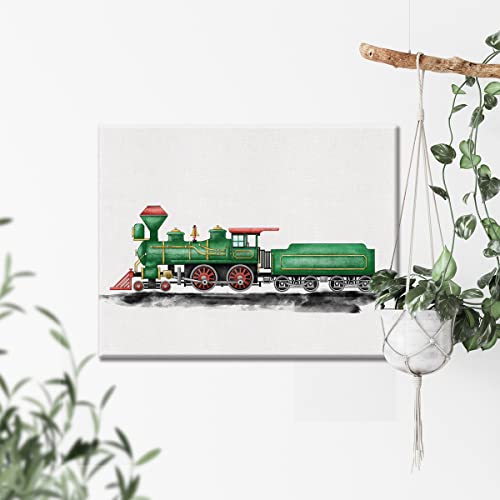 Nvhai Steam Engine Canvas Wall Art Watercolor Transportation Train Canvas Painting Locomotive Prints For Home Boys Bedroom Wall Decor Framed Artwork Gifts thumb #3