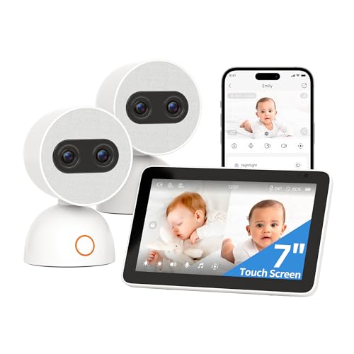 Simsky Split Screen Video Baby Monitor with 2 Cameras, 2× 4MP Resolution, 7