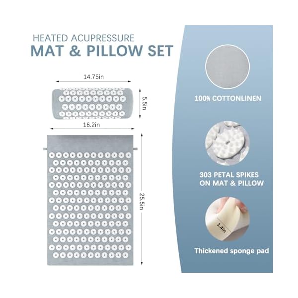 AICNLY Acupuncture Heating Acupressure Therapy Mat for Back Pain Relief - Image 4