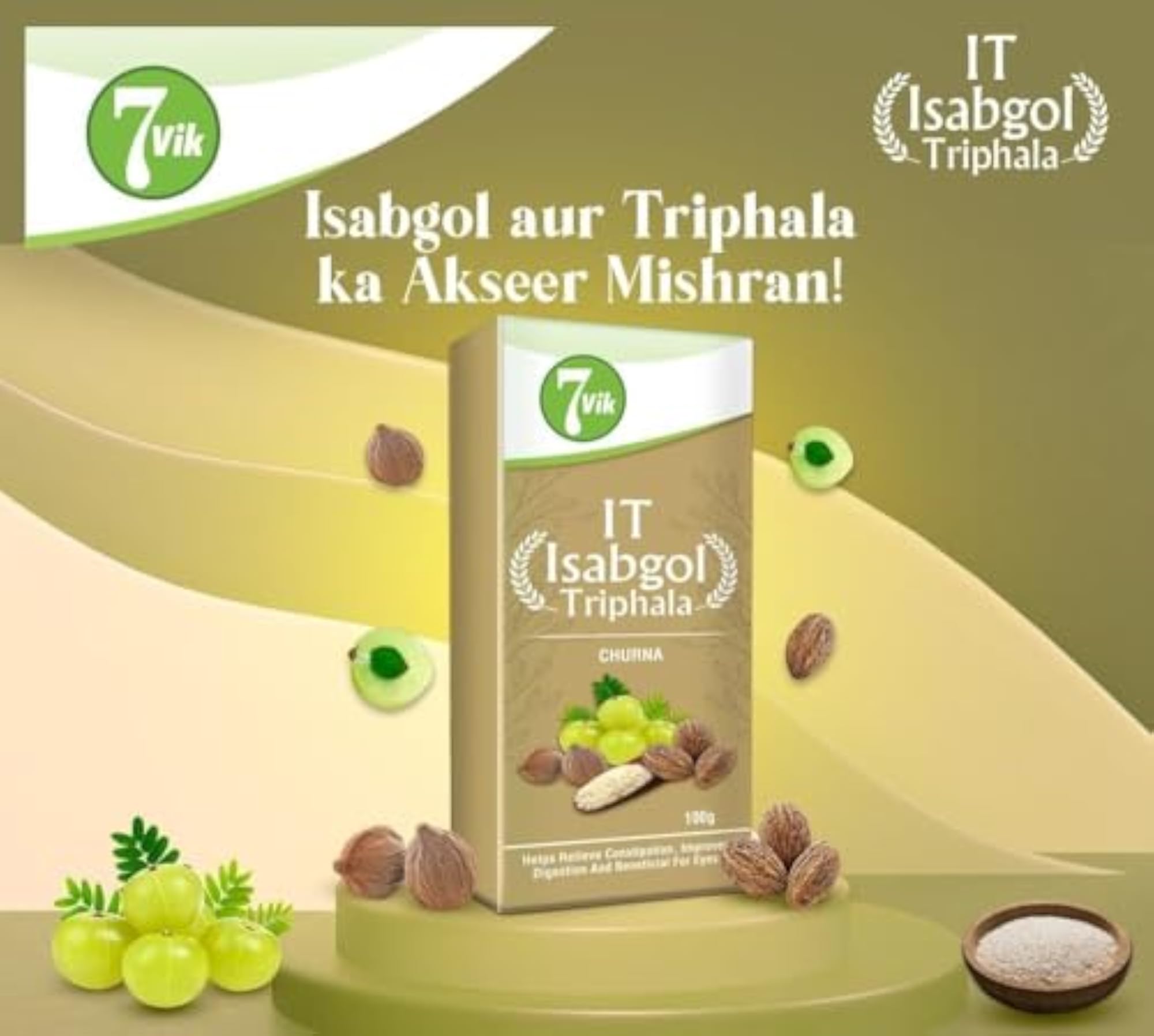 7vik Isabgol Triphala Churan, 100g Natural Laxative