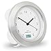 Trendworx 4044-2 Suction Cup Bathroom Clock with Digital Thermometer, Silver