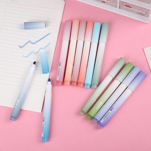 Image of Aesthetic Cute Highlighter Pen, Pastel Marker Set, No Bleed Marker Pens with Chisel Tip and Water-based Ink Quick Dry Pen for School /Office Supplies /Aesthetic Stationery (Set of 4) (Red)