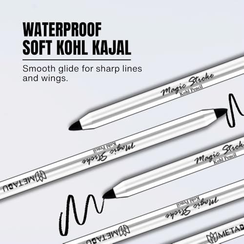 Image of Magic Stroke Kohl Kajal - Jet Black, Waterproof, With Sharpener, Smudge Proof, Long Lasting Eye Kajal, One Swipe Application, Enriched with Shea Butter & Vitamin E, Vegan | 1.5g