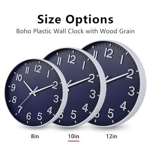 Image of HZDHCLH Wall Clocks Battery Operated,Wall Clock Navy Blue,10 inch Wall Clock Silent Non Ticking Modern 3D Numbers for Kitchen Bedroom Living Room Office Classroom Decor
