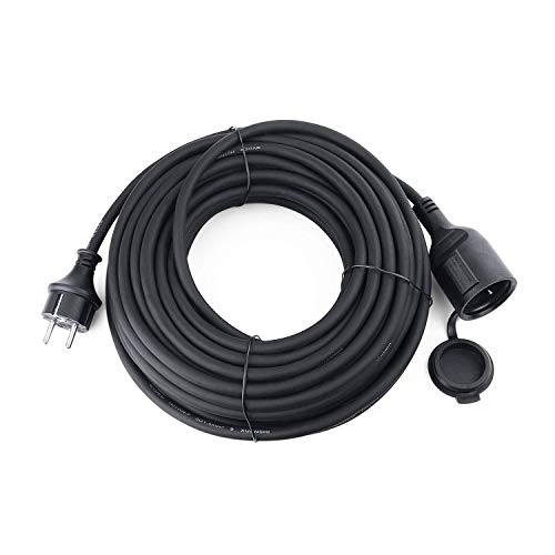 Schuko Verlängerungskabel Gummi Kabel für den Rasenmäher/Innenbereich/Außenbereich IP44 H07RN-F 3G 1,5mm² (25M, Schwarz)