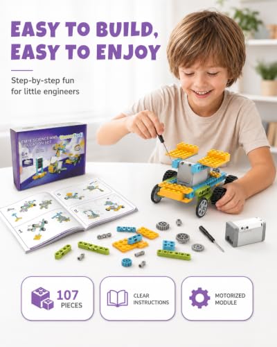 Veecafiodi 50 in 1 Science Kit for Kids 6-12, STEM Toys for Kids Age 8-12, Educational Building Toy for Boys Girls, Motorized Engineering Set, Birthday Gift — view 5