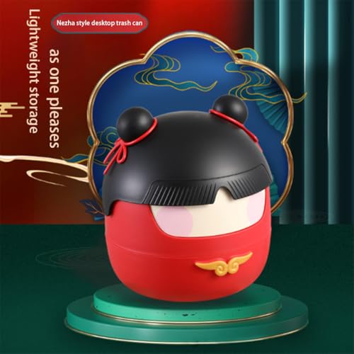 Papelera de Escritorio con Tapa, Plástico Rojo 4L miniatura 5