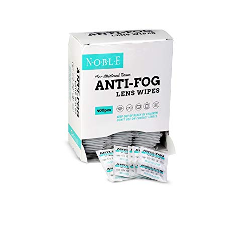 Noble Anti-Fog Pre-Moistened Lens and Screen Cleaning Wipes for Glasses Eyewear, Smartphones, Camera Lenses, Small Electronic Devices, Touchscreens, Individually Wrapped, Residue-Free, 5x 6 (400)
