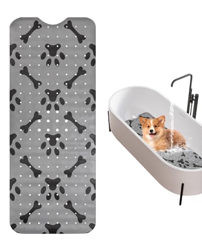 Dog Bath Mat for Tub Non-Slip Pet Bathtub Mat Fast Dry Dog Shower Attachment Mat Senior Friendly Dog Bath Supplies (Gray