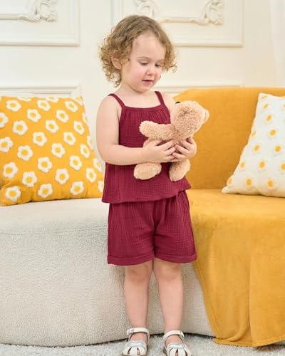 Image of Weebaby Toddler Girl Clothes Baby Summer Outfits Sleeveless Halter Top Ruffle Short Set Cute Kids Clothes Girls