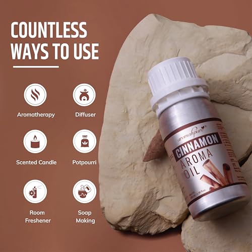 Image of Aromahpure Cinnamon Aroma Oil | 100ml Undiluted & Natural | Long-Lasting Scent for Aromatherapy, Candle & Soap Making, Diffusers, Room Freshener, Humidifier, Bathroom Revitalizer & Home Essentials