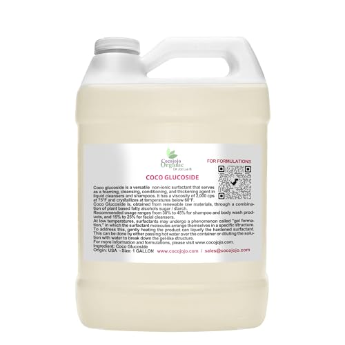 Cocojojo Coco Glucoside Natural Surfactant - Surfactants for Soap Making DIY Shower Gel, Skin Care, Body and Face Wash, Plant Derived, Natural - 1 Gallon (Pack of 1)