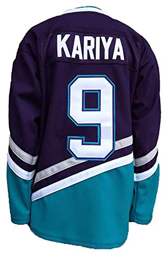 ZSViVi NHL Hockey sur Glace Maillots Selanne # 8 / Kariya # 9 Mighty Ducks Film Hommes Sweat Respirant à Manches Longues T-Shirt (Color : 9-Black, Size : XXX-Large) Cover