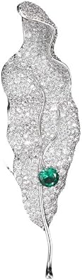 14K Gold Luxury Leaf Brooch for Women, Full Moissanite Embellishment, Exquisite Pin for Blazers and Outerwear