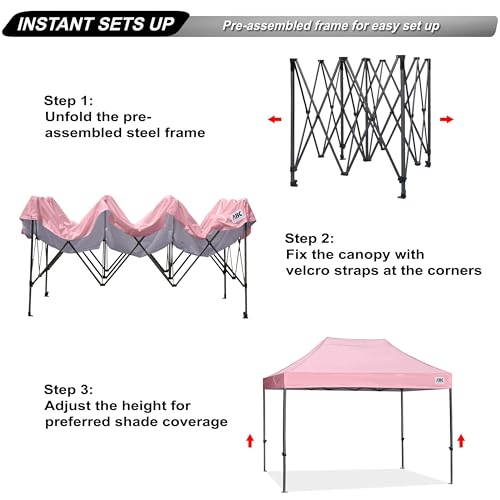 Image of ABCCANOPY Patio Pop Up Canopy Tent 10x15 Commercial-Series (Pink)