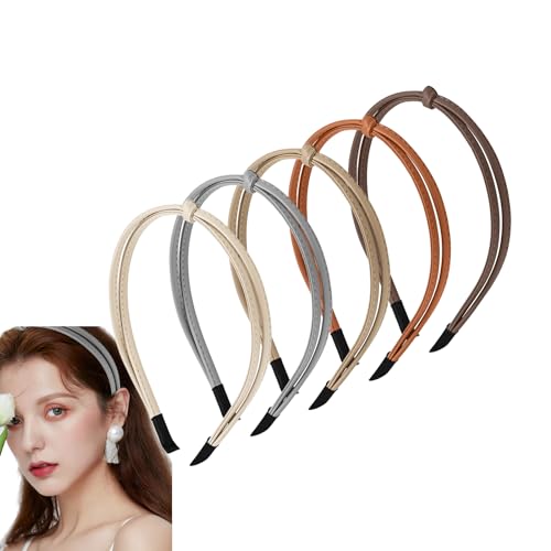 Aaiffey 5PCS Knotted Headbands - Stylish Leather Top Knotted Headband for Women Girls Non Slip Cute Head Bands Hair Bows Hair Accessories