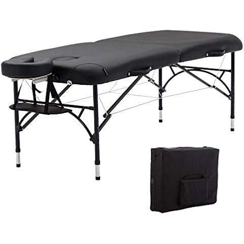 Artechworks 30" Width Portable Lightweight Massage Table Facial Solon Spa Tattoo Bed with Aluminium Leg, (2.56" Thick Cushion of Foam) for Home Office Living Room,Black Cover