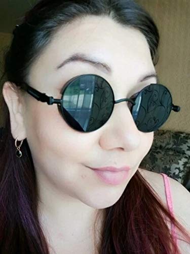 ÓCULOS RETRO PUNK REDONDO METAL UV SOL PRETO J6144