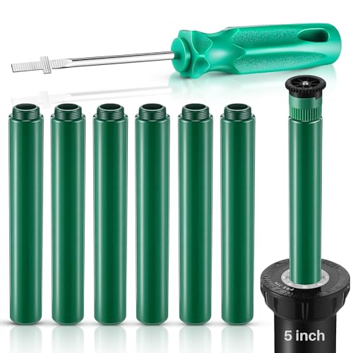 HappyAlley 5 Popup Riser Extension Compatible with Rain Bird 1800& Hunter Pro-Spray Sprinklers Sprinkler Head Riser Extender with RotorTool Garden Lawn Irrigation Spray Head 7 Set(Green)