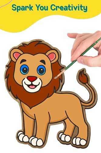 Image of Nyaara Combo of Wooden Elephant, Tiger, Giraffe and Lion Paint Kit, DIY Arts and Crafts for Kids | Color Painting Kit | Wooden Craft | Birthday Return Gift