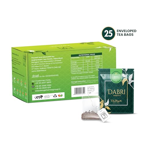 Image of Dabri Detox Green Tea Double Chamber 50 Dip Tea Bags|Pack of 2 x 25 Tea Bags Each |Fresh Natural flavoured green tea for good health|Rich with Anti-Oxidants|Immunity Booster & Used to Reduces Waist