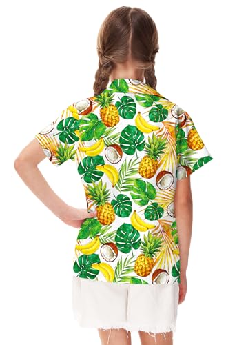 Image of Remimi Unisex Kids 4th of July Button Up Shirt Boys American Flag Print Hawaiian Beach Short Sleeve Tops 5-14 Years