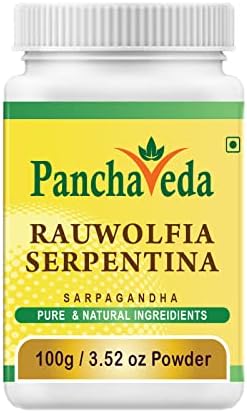 Panchaveda Ayurveda Rauwolfia Serpentina Powder (100g / 3.52 oz) Sarpagandha Churna, Indian Snakeroot Powder. Gluten Free, Lactose Free, GMO Free Pure Herbal Dietary Supplement.