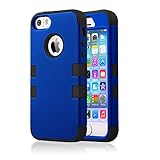 iPhone 5 Case,iPhone 5S Case, BENTOBEN 3 Piece Hard Plastic Shell Silicone Hybrid iPhone 5 Cases Shock Proof Drop Resistance Anti-Slip Cover for Apple iPhone 5 5S, Dark Blue/Black