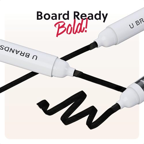U Brands Dry Erase Markers Chisel Tip Set, 36 Pack, Black, Whiteboard Pens with Chisel Point and Built In Eraser Caps, Low Odor Ink, Dry Erase Markers For Classroom, Office, Or Home - Image 4