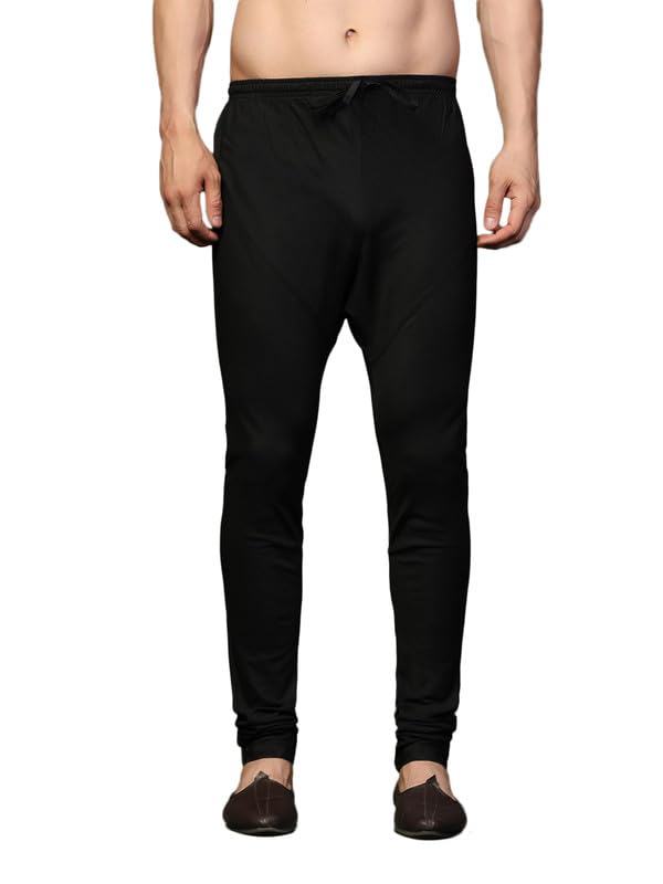 Men's Regular Mid Rise Churidar, Solid Cotton Blend