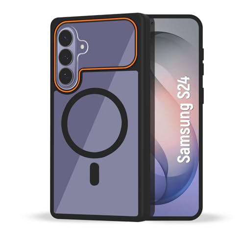 Image of AIBEX Protective Magnetic Case for Samsung Galaxy S24 / S25 5G | Slim Protective Back Cover with Camera Lens Protection, Strong Magnetic Support & Anti-Slip Grip|Military Grade Drop Protection- Black