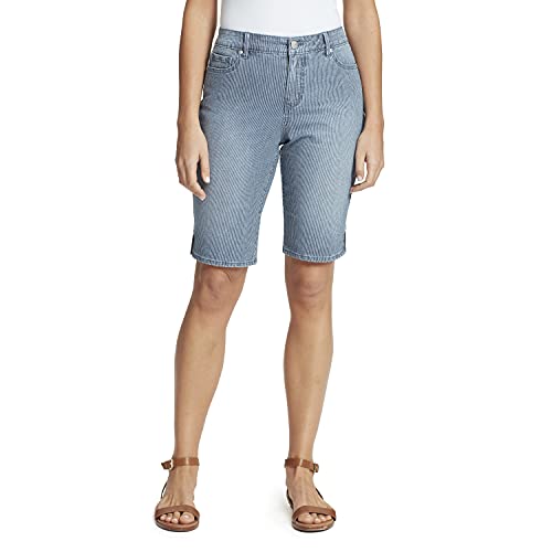 Gloria Vanderbilt Women's Size Mid Rise Feminine Cut Bermuda Short, Los Feliz Ticking Stripe, 24 Plus Regular #TOP11