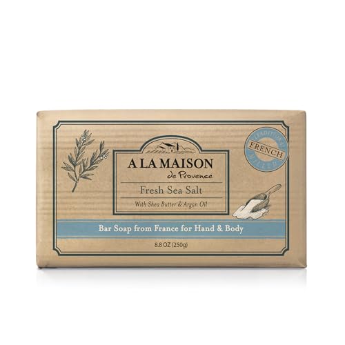 A LA MAISON Fresh Sea Salt Bar Soap - Triple French Milled Natural Moisturizing Hand Soap Bar (1 Bar of Soap, 8.8 oz)