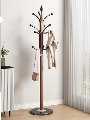 Attaccapanni da Terra,Appendiabiti in Metallo a Forma di Albero,Appendiabiti da Terra Ingresso,con Base in Marmo,6 Ganci,per Vestiti Cappelli Borse,Camera da Letto Ufficio