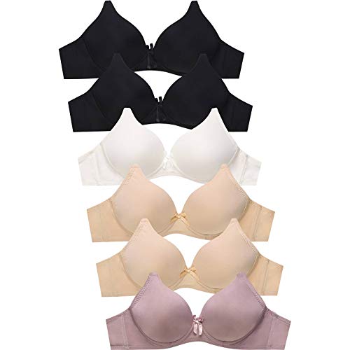 Mamia Women's Basic Lace/Plain Lace Bras (Pack of 6)- Various Styles (Vivian, 38B)