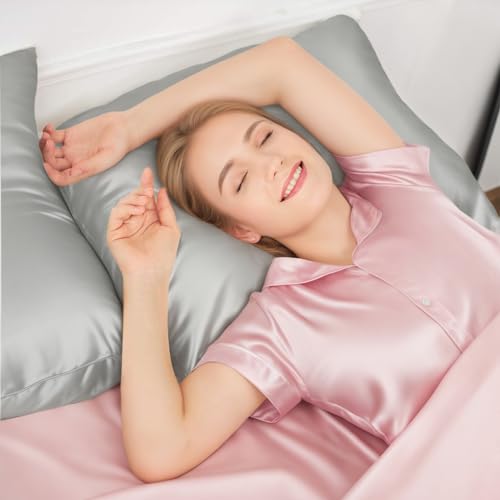 INSSL Silk Pillowcase for Women, Mulberry Silk Pillowcase for Hair and Skin and Stay Comfortable and Breathable During Sleep (Standard, Grey) by INSSL - Image 2