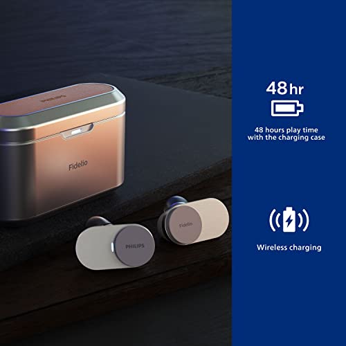 Image of Philips Fidelio T1 True Wireless Headphones with Active Noise Canceling Pro+, Audiophile Quality (White)