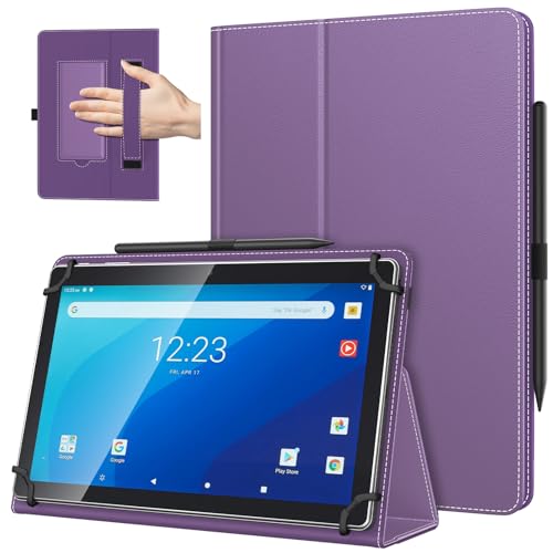 TiMOVO Coque Universel pour Tablette Androiod de 10,1 Pouces avec Boucle pour Stylet, Coque Léger et Pliable avec Main pour Toutes Les Tablettes à Écran Tactile de 9,6 à 11 Pouces, Orchidée Mauve