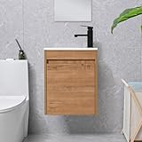 USBATHJOY 16' Bathroom Vanity Sink Combo for Small Space, Wall Mounted Bathroom Cabinet Set with White Resin...