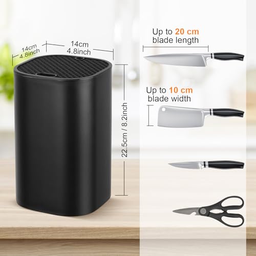 Knife Block Without Knives, Square Knife Holder Detachable Knife Block Holder Safe Storage Chef, Scissors, Slicer, Utility, Paring Knife Holder Kitchen Knives Storage Box Organiser Stand Bar -Black - Image 3
