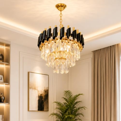 Image of Halonix Horizon 400MM Crystal Pendant Light | 3-in-1 Adjustable Color (Warm White, Natural White & Cool White) | Decorative Hanging Light | Crystal Chandelier | Fancy Ceiling Light