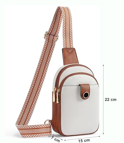 Image of INOVERA (LABEL) Stylish Sling Bags for Women, Girls, Ladies - Crossbody Faux Leather Chest Bag - Travel Shoulder Purse with Adjustable Strap (White)