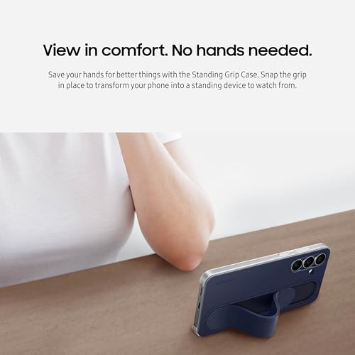 Image of SAMSUNG Galaxy S25 FE Standing Grip Phone Case, Protective Cover with Stand, Hands Free, Secure Grip, Soft, Comfortable Design, US Version, White