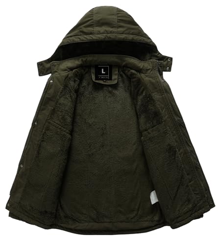 Image of L'MONTE Men's Imported Heavy-Duty Winter Jacket - 100% Cotton Coat with Fleece Lining, Detachable Hood & Multiple Pockets - Windproof, Warm, Stylish for Outdoor & Casual Winter Wear