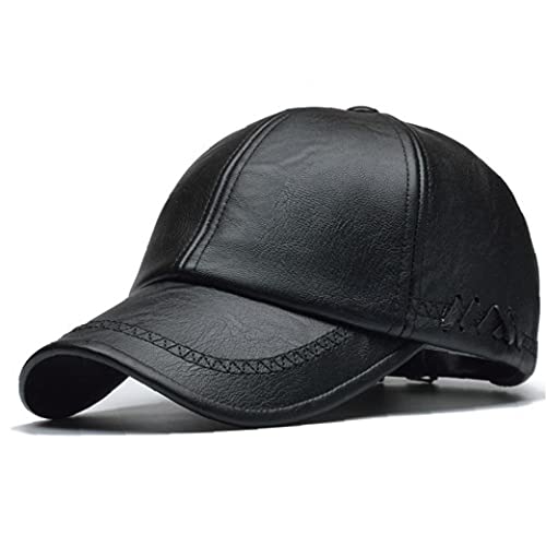 PiniceCore Lederen Cap Voor Mannen Winter Pu Lederen Baseball Caps Zomer Bescherming Caps Hoed Bone Hoeshoeden