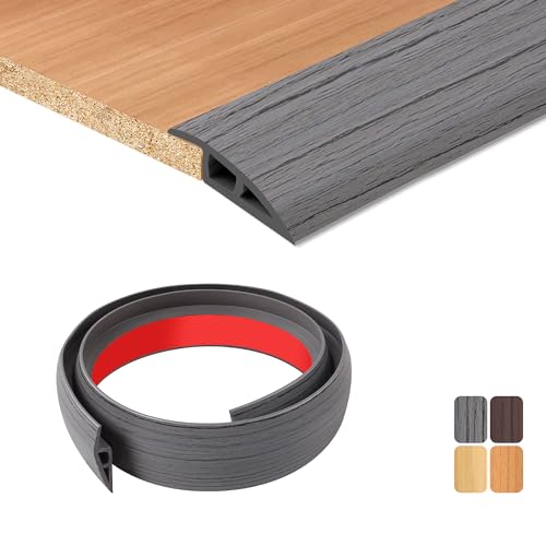 TECDW 100x5cm Perfil De TransicióN Para Suelo Autoadhesivo,Tapajuntas Suelo Adhesivo Flexible,Pvc Perfil De TransicióN Autoadhesivo Para Puertas, Baldosas Y Alfombras(Gris Oscuro)